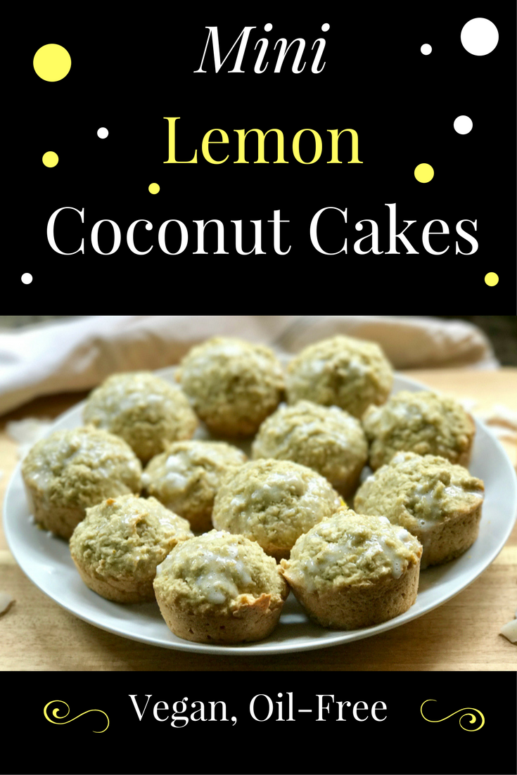 Oil Free Mini Vegan Lemon Coconut Cakes are perfect for entertaining or as a light, simple snack. Serve with coffee or tea and share with someone special!