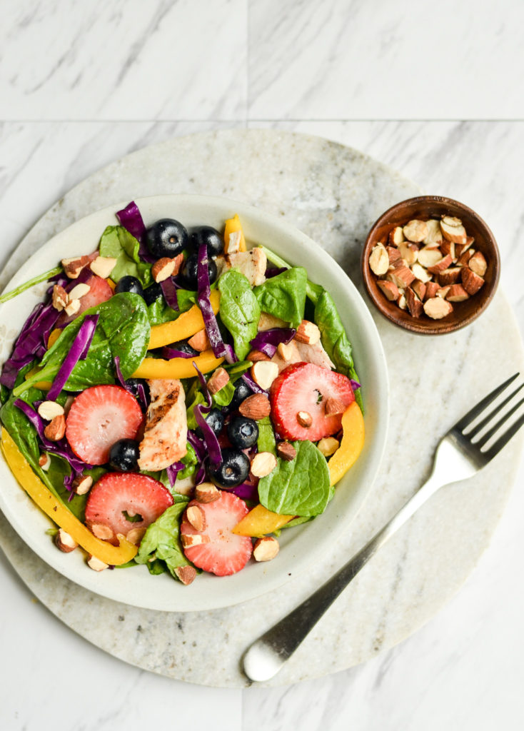 This colorful Rainbow Summer Salad recipe comes together with odds and ends from your refrigerator. Let us show you just how well you can eat on vacation!