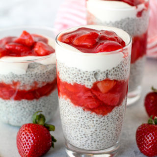 You're going to love this thick and creamy Strawberry Chia Seed Pudding recipe. Layered with homemade strawberry sauce, this is an easy and delicious gluten free dessert.
