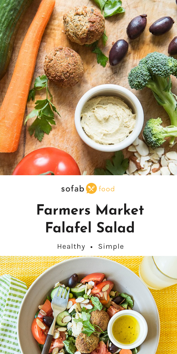 Spotlight those farmers market finds when you make this seasonal Vegan Falafel Salad recipe. Packed with protein and topped with a classic apple cider vinaigrette, this is the perfect go-to summer salad!