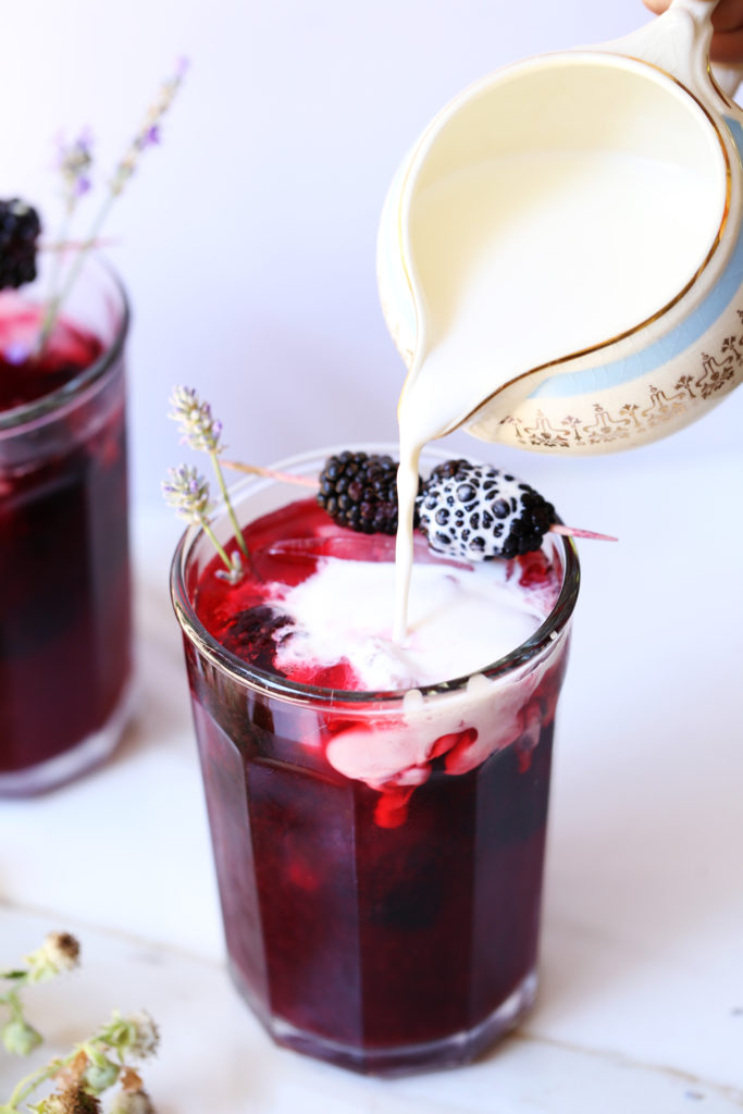 Spotlight this Iced Blackberry Infused Earl Grey Tea with its rich, plum color and sweet, bright flavor as a beautiful addition to your summer table.