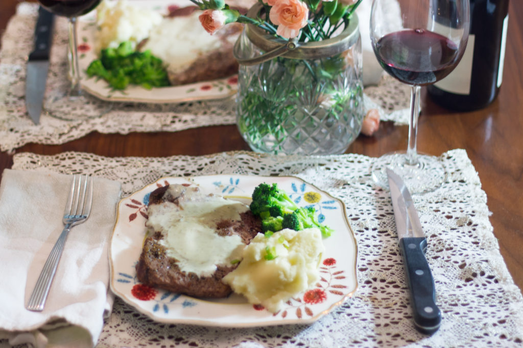Enjoy a romantic dinner for two with this Pan-Seared Ribeye with Creamy Gorgonzola Sauce. This savory steak with creamy cheese sauce will bring out the romance in any date night at home.