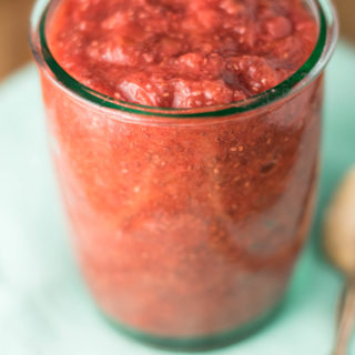 Step aside boring lunch! This Strawberry Rhubarb Chia Seed Jam turns an ordinary PB&J into an extraordinary lunch full of flavor and health benefits. Ready in just 15 minutes from start to finish and no fancy tools or ingredients required.
