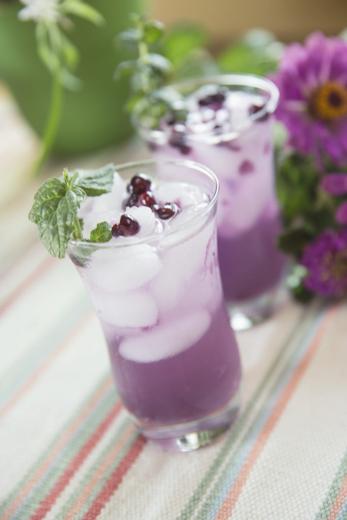 Enjoy sipping this regionally-inspired Huckleberry Honey Mojito recipe full of fresh mint while you relax with friends. A beautiful, purple cocktail sure to impress friends!