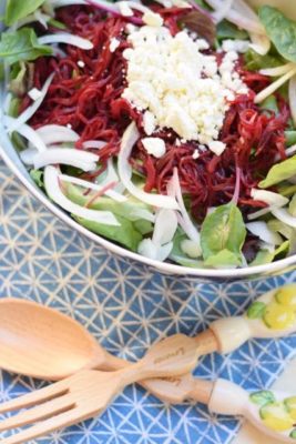 Turn an ordinary mixed greens salad into a small work of art when you whip up this Spiralized Citrus Beet Salad recipe. Perfect for lunch, dinner, or feeding a crowd, this simple salad is topped with a homemade citrus vinaigrette you'll love!