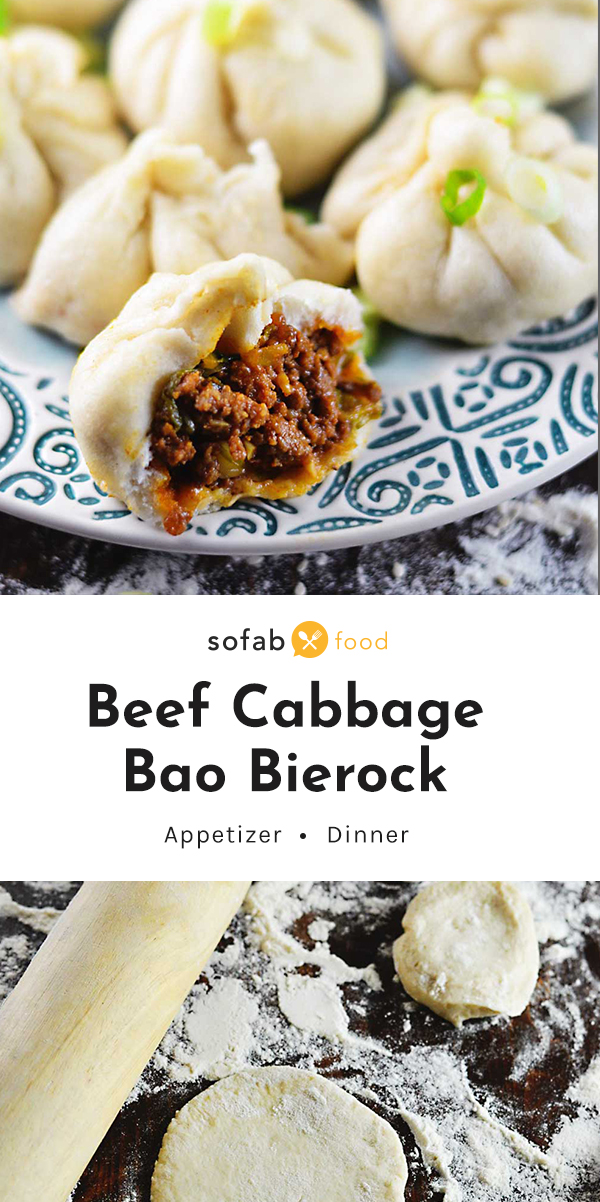 Asian-Spiced Beef Cabbage Bao Bierock feature a seasoned meat and cabbage mixture spiced with fiery Korean gochujang chile paste, sesame, and plenty of garlic and ginger. This unconventional bao is made with a single ingredient.