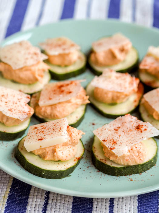 Prepping for late summer get togethers won't be stressful when you whip up this low carb Cucumber Hummus Bites recipe made with only three key ingredients.