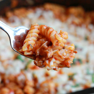 Busy weeknight dinners just got easier with this One-Pan Beefy Cheesy Pasta Skillet. A streamlined version of an old family favorite, this spaghetti-inspired meal will be on your table in under 30 minutes, ready to satisfy!