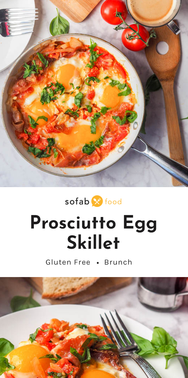 No brunch reservations? Who cares! Invite your friends over for Sunday Funday with this simple GF Brunch Prosciutto Egg Skillet paired perfectly with our SoFabFood Exclusive Grapefruit Thyme Mimosa.