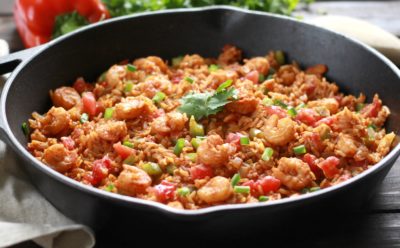 Think you have no time on a busy weeknight for a deliciously satisfying meal and clean up? Think again because this 30-Minute Shrimp Taco Rice Skillet is the answer you've been looking for. All of your favorite flavors in just one pan!