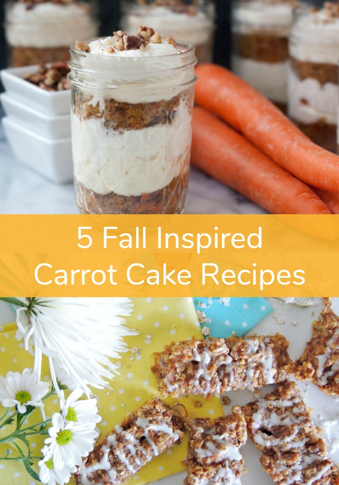 If you're looking to whip up a sweet treat now that the temps are starting to cool off, be sure to try these five fall-inspired Carrot Cake Recipes! Simple, festive, and full of your favorite fall flavors!