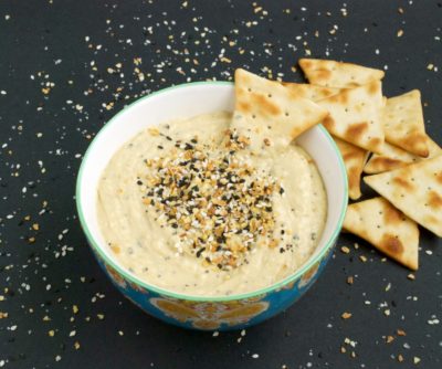 Just like your favorite bagel, this Everything Bagel Hummus recipe uses black sesame seeds, poppy seeds, onion flakes, garlic flakes, and sea salt. Make a big batch and store it in the fridge for up to a month.