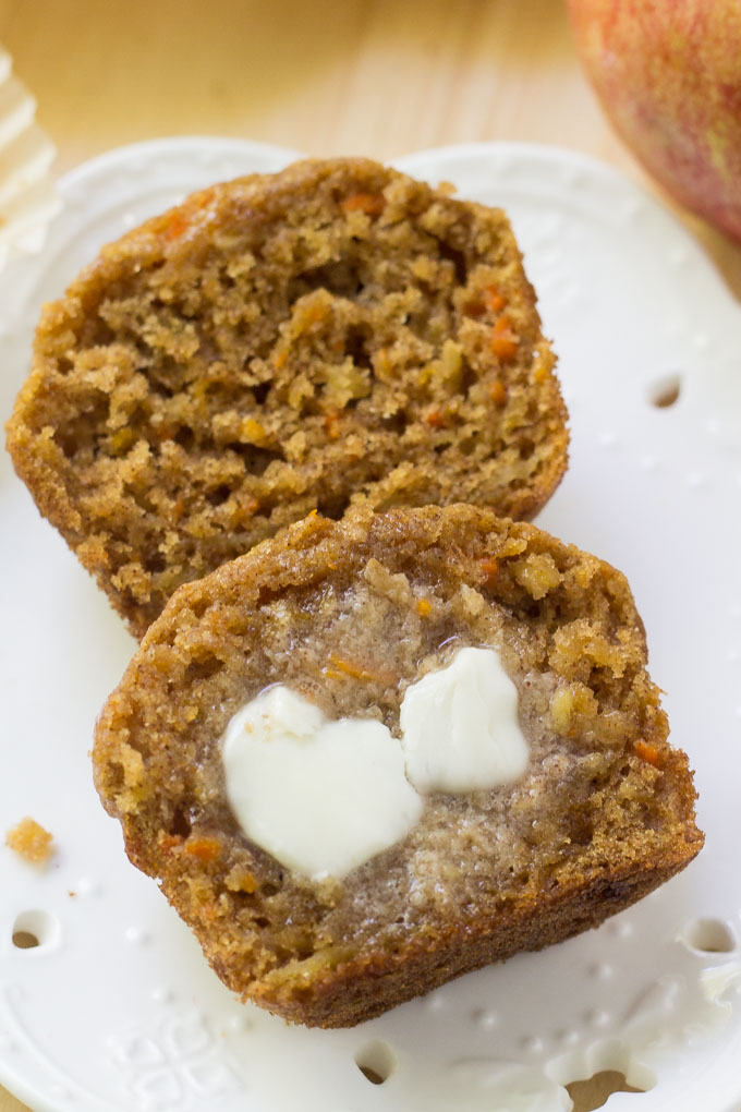 These apple carrot muffins are soft, moist, and filled with fall flavors. Made with fresh apples, grated carrots, and lots of cinnamon - they're the perfect breakfast or snack.