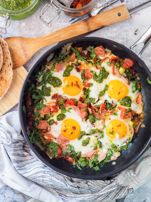 The season of feasting is right around the corner and this Breakfast Egg Skillet is the perfect holiday leftover meal! This gluten-free and dairy-free breakfast bake uses ham, eggs, and a host of vegetables for the perfect Sunday brunch!