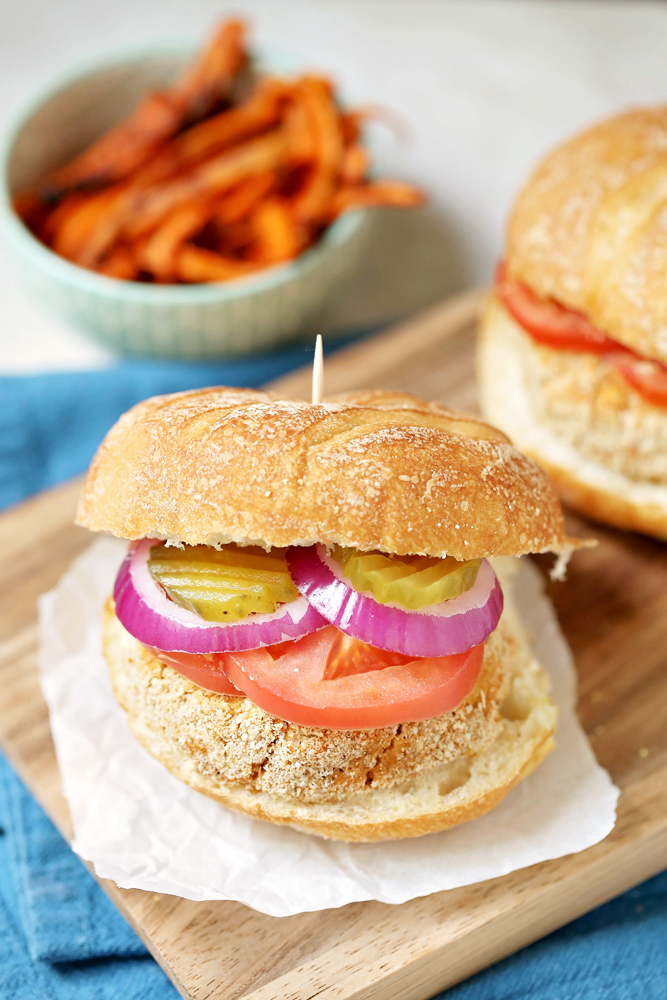 5-Ingredient Sweet Potato Burgers with Herb Carrot Fries