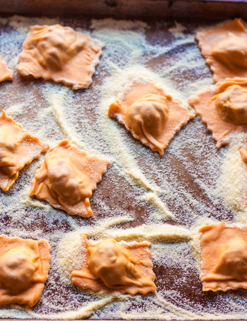 A sophisticated, fall pasta dish of roasted duck filled sweet potato ravioli with sage cream everything your taste buds are wanting this season.