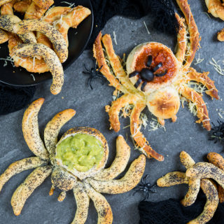 Your party guests will have a frighteningly good time while noshing on these surprisingly simple Pizza Dough Spider Dip Bowls. Fill them up with marinara or guacamole to please all of the ghouls and goblins in your crowd!