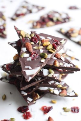 Tis almost the season for gift giving and what better way to surprise someone than with the gift of food? These five Festive Chocolate Bark recipes are perfect for gift giving or your party table!