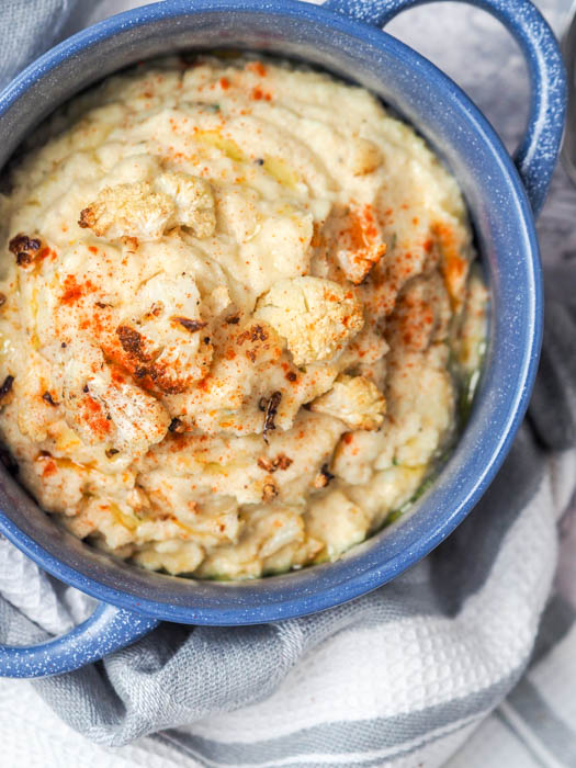 This 5-Ingredient Vegan Pumpkin Cauliflower Mash is a gluten-free side dish you need to try. Brimming with the flavors of fall and much more delicious and satisfying than boring mashed potatoes!