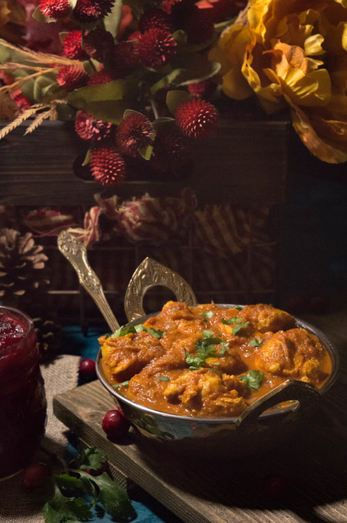 Spice things up for the holidays with this unique Turkey Tikka Masala recipe with a creamy tomato and pumpkin gravy; every spicy food lover's dream! Pair with Spicy Cranberry Chutney for the perfect meal.