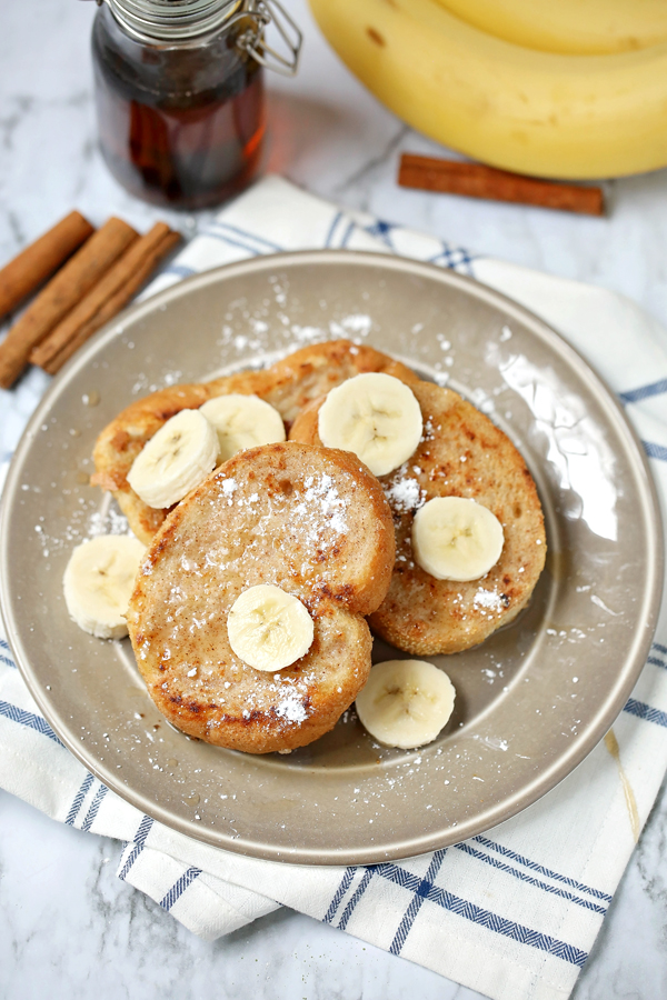 This almond milk Egg-Free Maple Vanilla French Toast recipe is so soft, pillowy, and full of flavor, it will make you want to host a brunch at home every weekend!