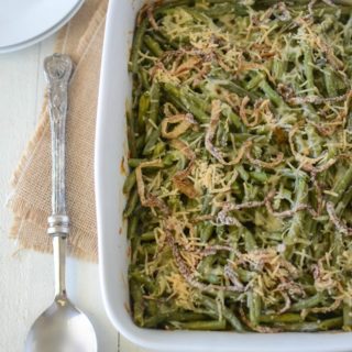 This Lighter Green Bean Casserole recipe delivers all of the comforting flavors of your favorite holiday side without all of the canned additives. Swapping two canned ingredients for homemade lightens up the dish so you can enjoy more of it!