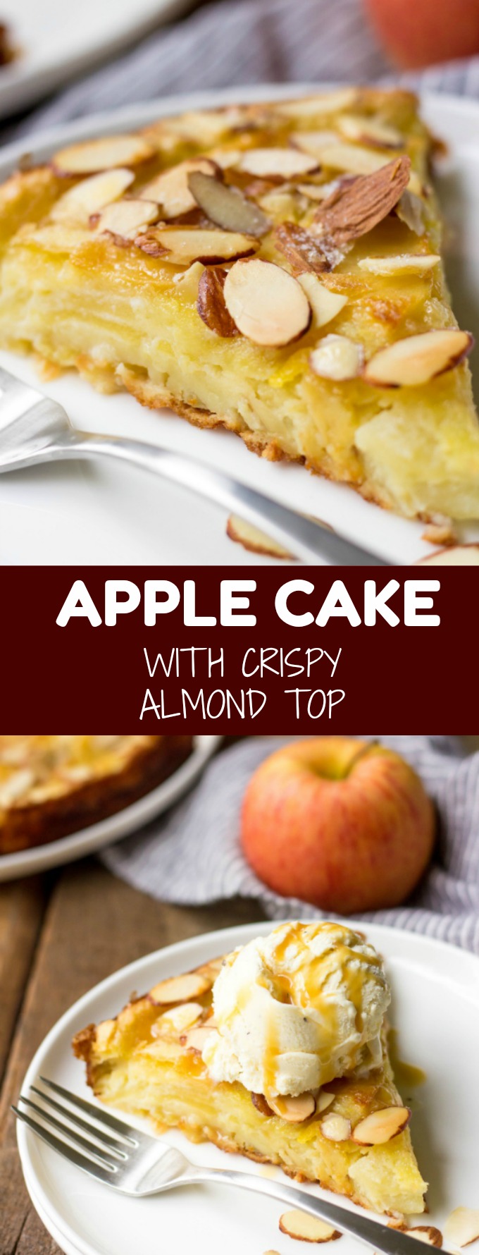 This easy Crispy Almond Top Apple Cake is seriously the best apple cake recipe you'll ever need! With a few healthier twists, you can enjoy this delicious treat without all of the guilt.