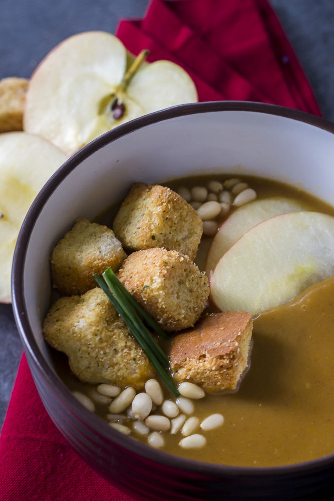 This Apple Butternut Squash Soup recipe can be table ready in about 30 minutes! This sweet and savory mashup uses seasonal fruits and vegetables to make the perfect comfort food. 