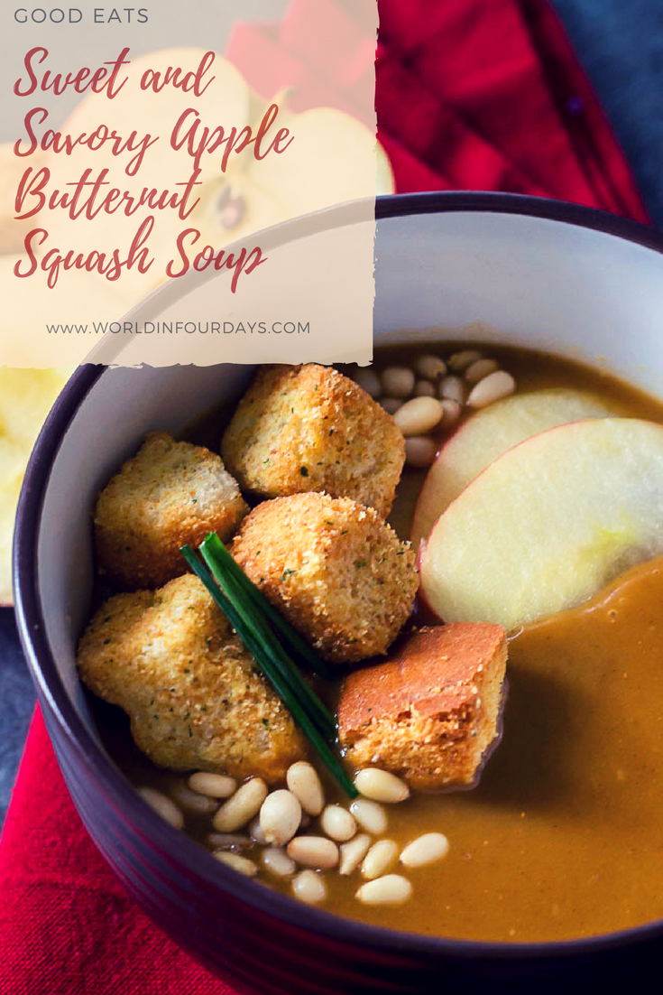 This Apple Butternut Squash Soup recipe can be table ready in about 30 minutes! This sweet and savory mashup uses seasonal fruits and vegetables to make the perfect comfort food. 
