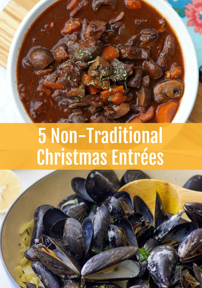 Relax a little bit in the kitchen this holiday season when you make these five Non-Traditional Christmas Entrées for your holiday spread instead of the traditional, time-consuming dishes!