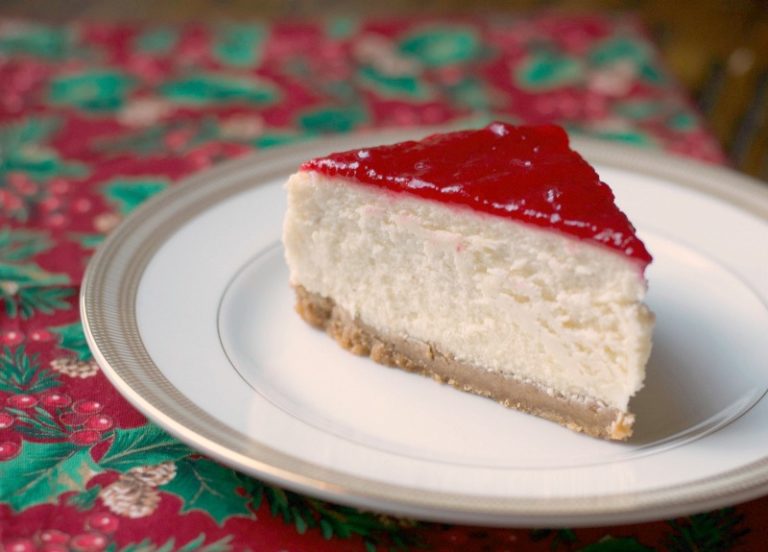 Festive Cranberry Glazed Eggnog Cheesecake Recipe - SoFabFood