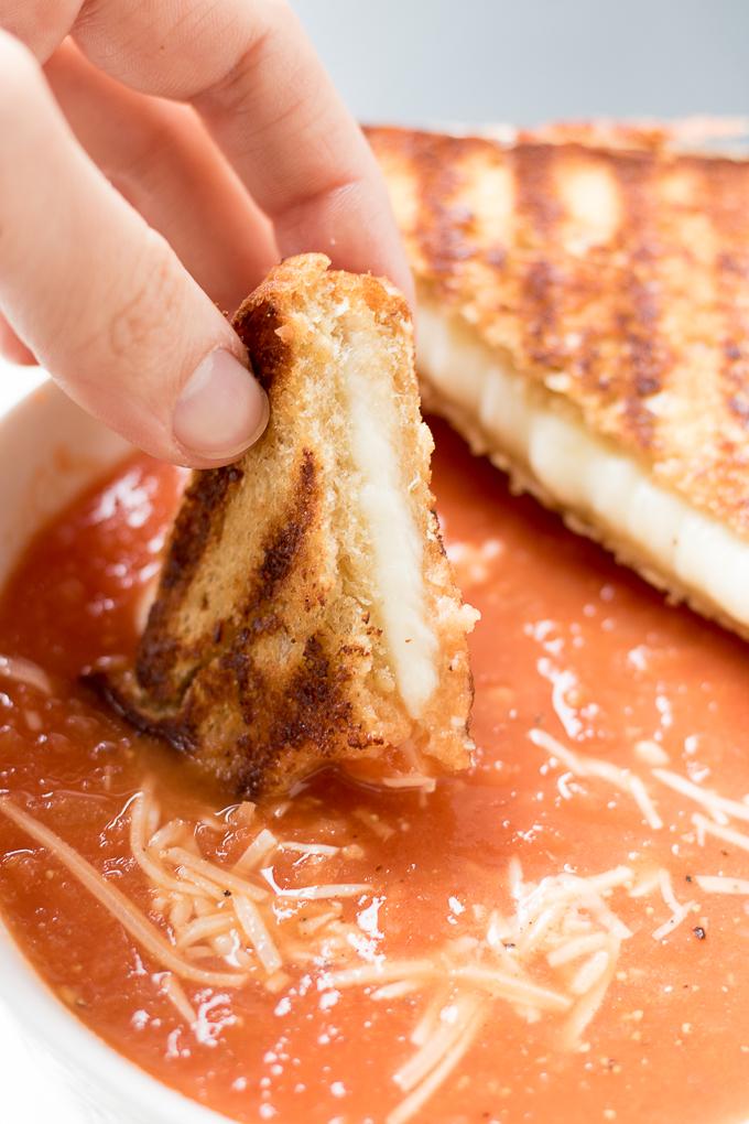 Just like mom used to make only better because the soup doesn't come out of a can, this healthy comfort food is a deli-style meal you'll love. Homemade Tomato Soup and Grilled Cheese is exactly the 30-minute meal your lunchtime needs!