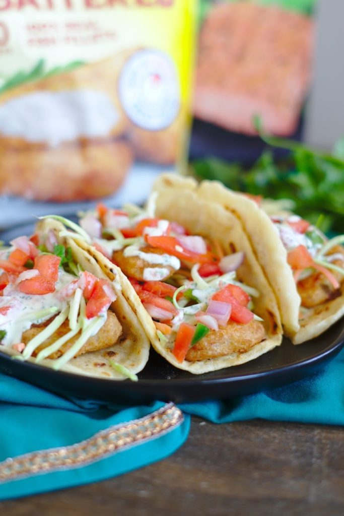 These 30-Minute Beer Battered Fish Tacos are the perfect weeknight meal. This simple semi-homemade dish comes together quickly with prepared fish, pico, slaw, and homemade cilantro lime sauce.