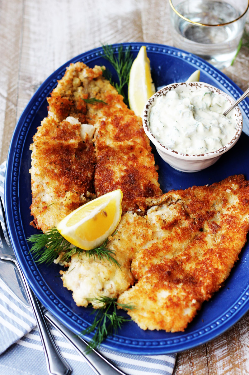 This 15-Minute Pan Fried Flounder recipe is the perfect weeknight seafood dinner. It only requires a handful of ingredients and this tender fish with a crispy coating is amazing served with homemade tartar sauce for dipping.