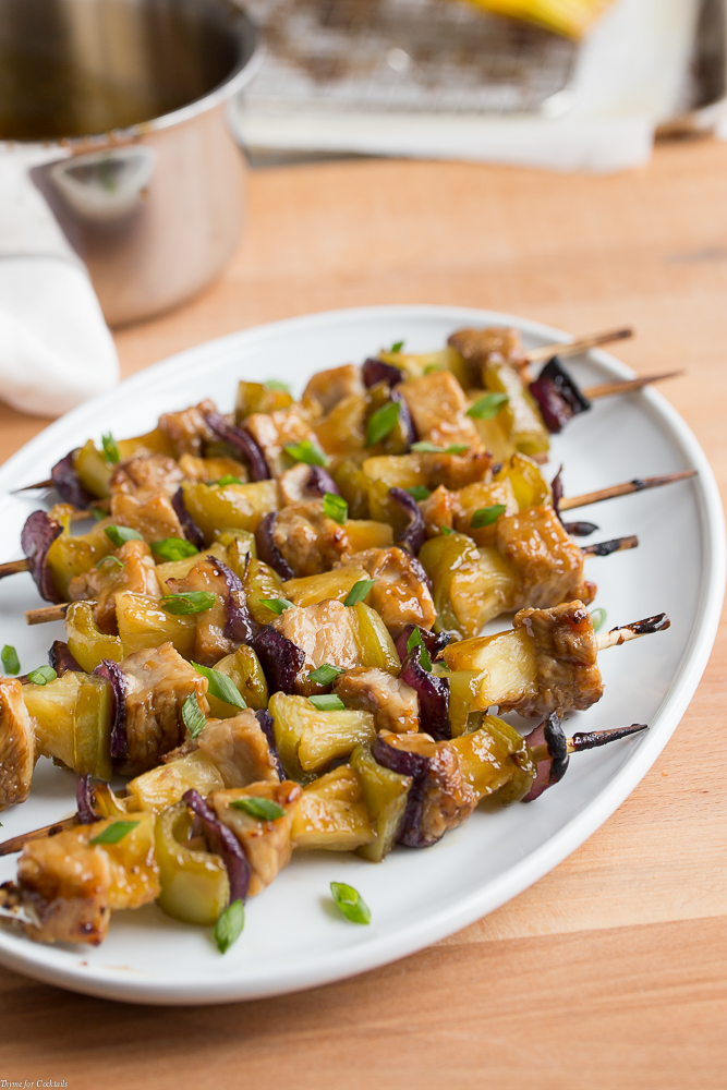 Warmer weather calls for outdoor grilling and outdoor entertaining! These Grilled Pineapple Pork Kebabs with a sweet and savory pineapple glaze are about to become your new favorite 30-minute meal. Bonus points because they're perfect for weekly meal prep!