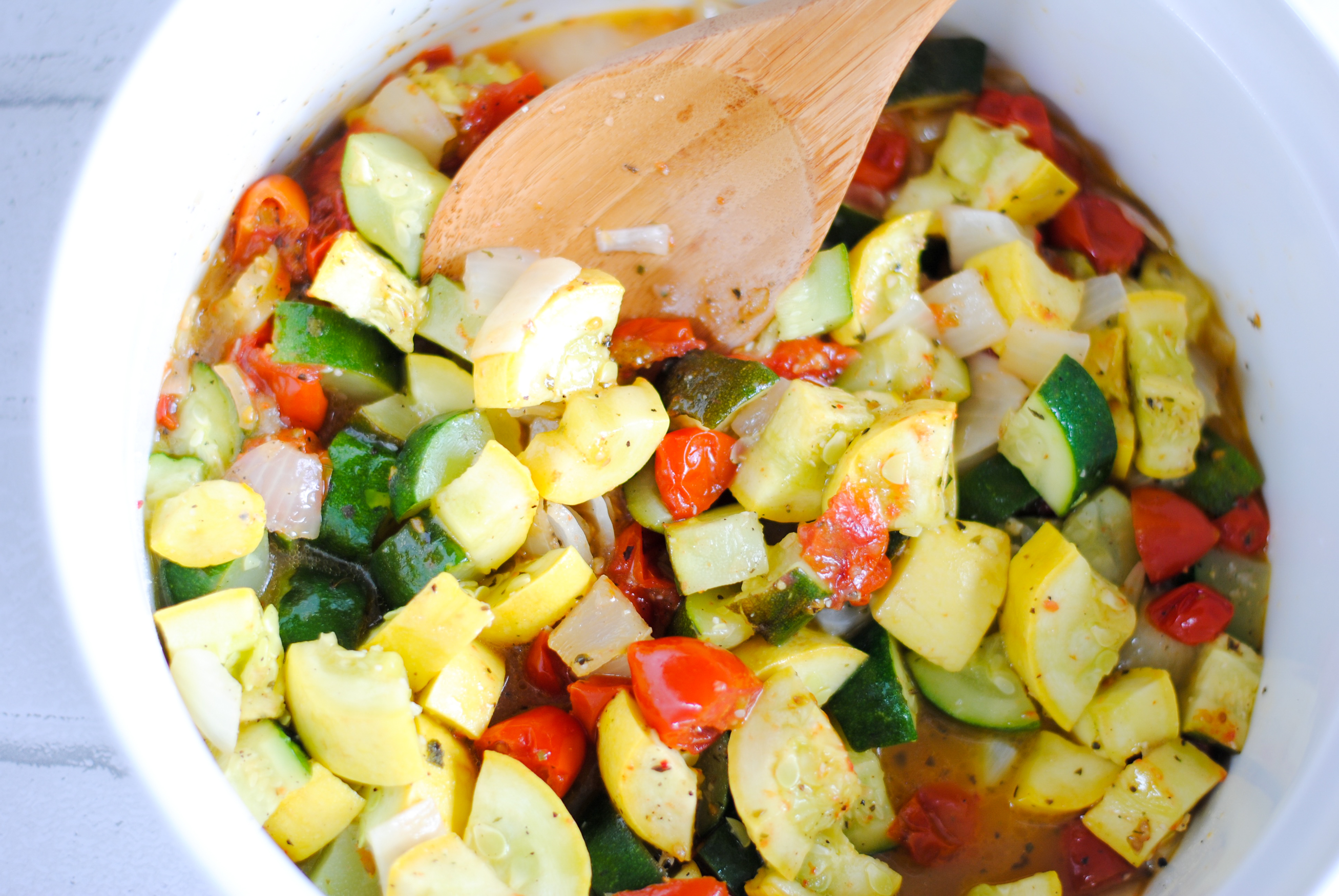 Healthy meals don't have to be stressful or take a lot of time. This classic 20-Minute Weeknight Ratatouille is packed with vegetables and flavor and it's the perfect side dish to your favorite protein. Weeknight family meals just got simpler!