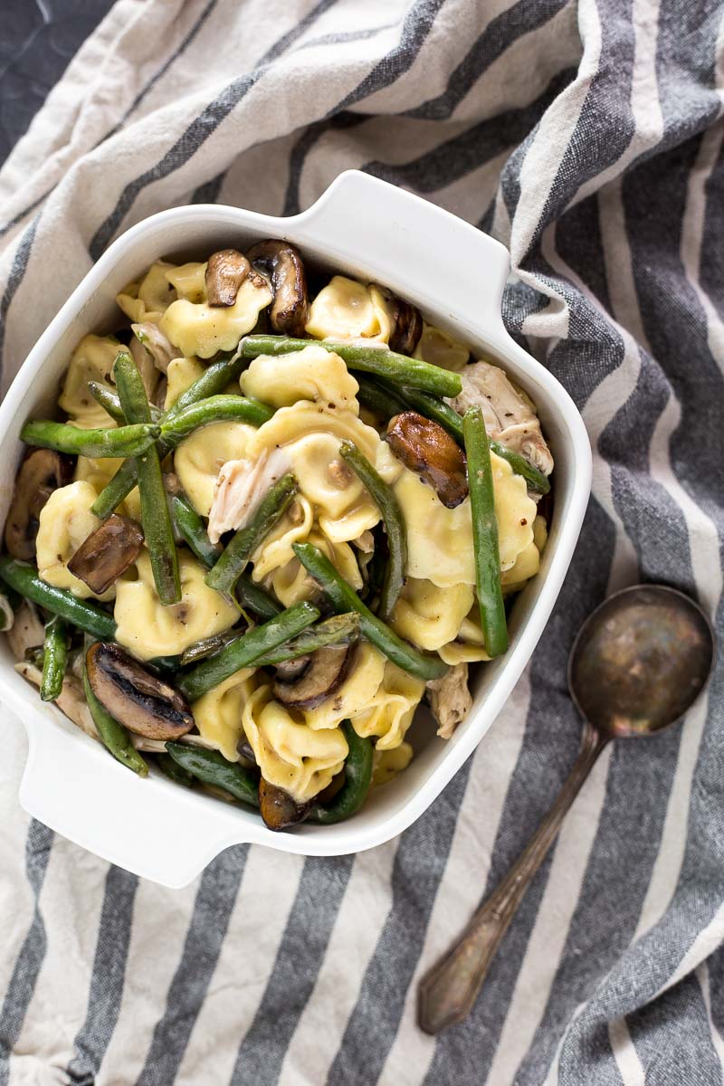 Looking for a quick and easy weeknight dinner that takes minimal time and only requires five ingredients? Look no further than this Creamy Mushroom Chicken Tortellini Casserole. It's a 30-minute meal that's pure comfort food!