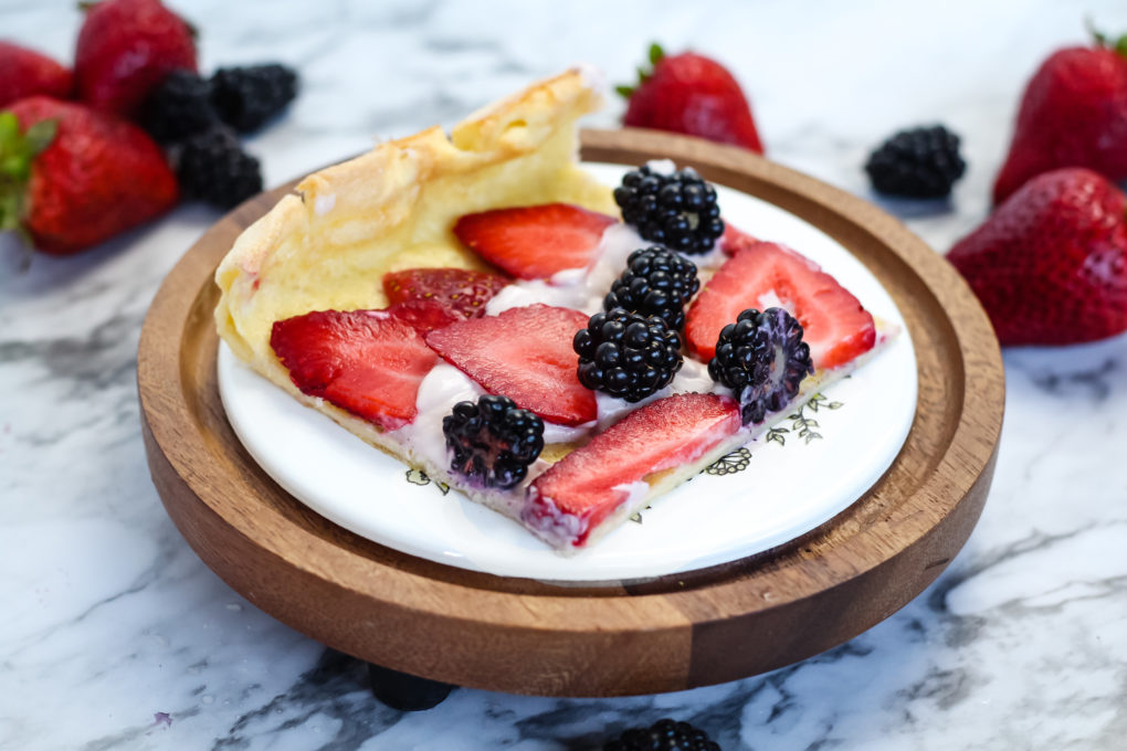 This Fruity Oven-Baked German Pancake is elegant enough to impress your Sunday brunch crowd, but easy enough for a weekday breakfast. This healthier classic is a dairy-free breakfast that's ready in just 30 minutes!