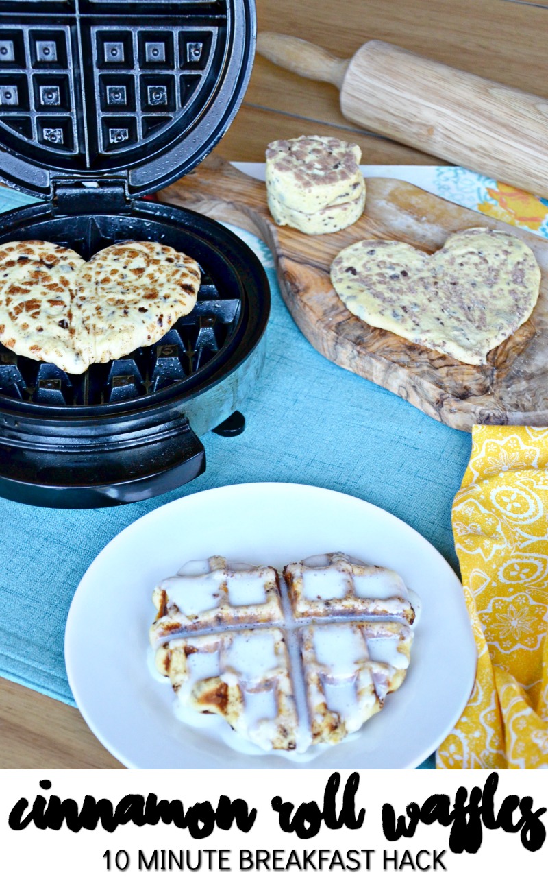 These 2-ingredient, 10-Minute Cinnamon Roll Waffles are a busy mom's best kitchen hack. This budget-friendly breakfast is a kid-approved meal that makes the long wait for cinnamon rolls a thing of the past.