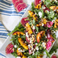 Outdoor grilling gets a fresh, farmers market makeover with this Grilled Stone Fruit Salad recipe. Ready in 15 minutes, light, and colorful, this picnic food is perfect for outdoor entertaining and summer celebrations!