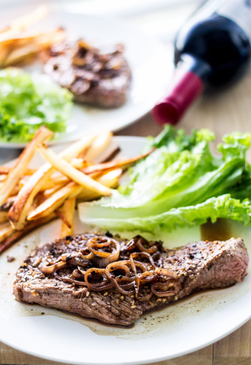 Considered by some to be the national dish of Belgium, this Steak Frites Dinner for 2, French for steak and fries, is perfect for date night dinner or an easy weeknight meal. Walk into any brasserie or cafe in France and you'll agree this simple dish is French cuisine at its finest!