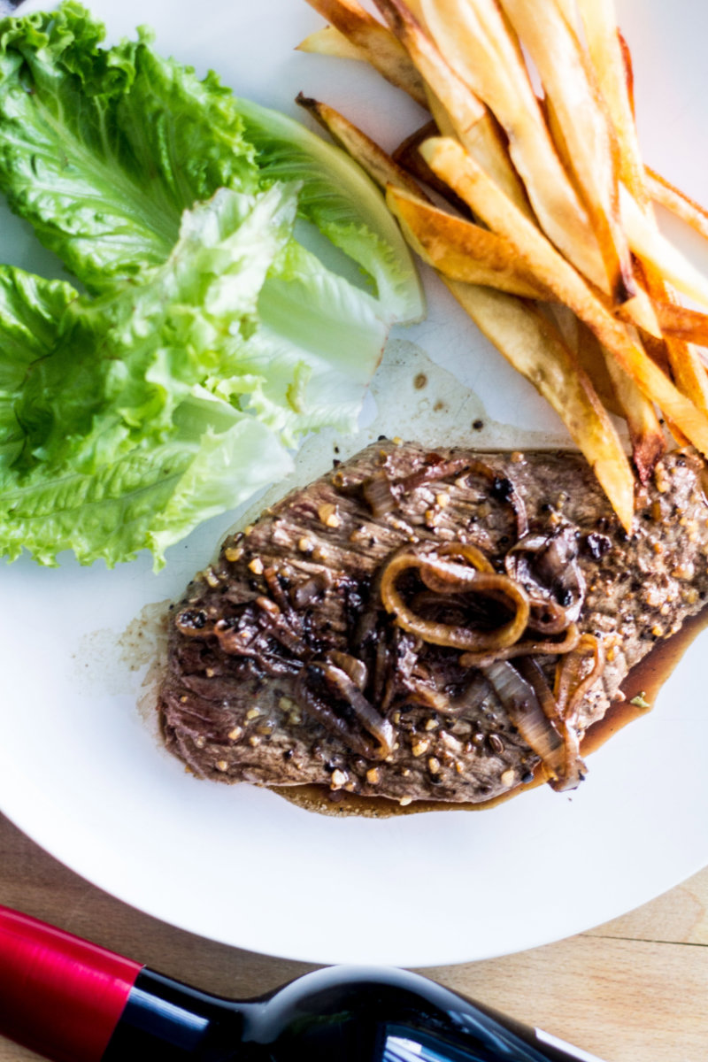 Considered by some to be the national dish of Belgium, this Steak Frites Dinner for 2, French for steak and fries, is perfect for date night dinner or an easy weeknight meal. Walk into any brasserie or cafe in France and you'll agree this simple dish is French cuisine at its finest!