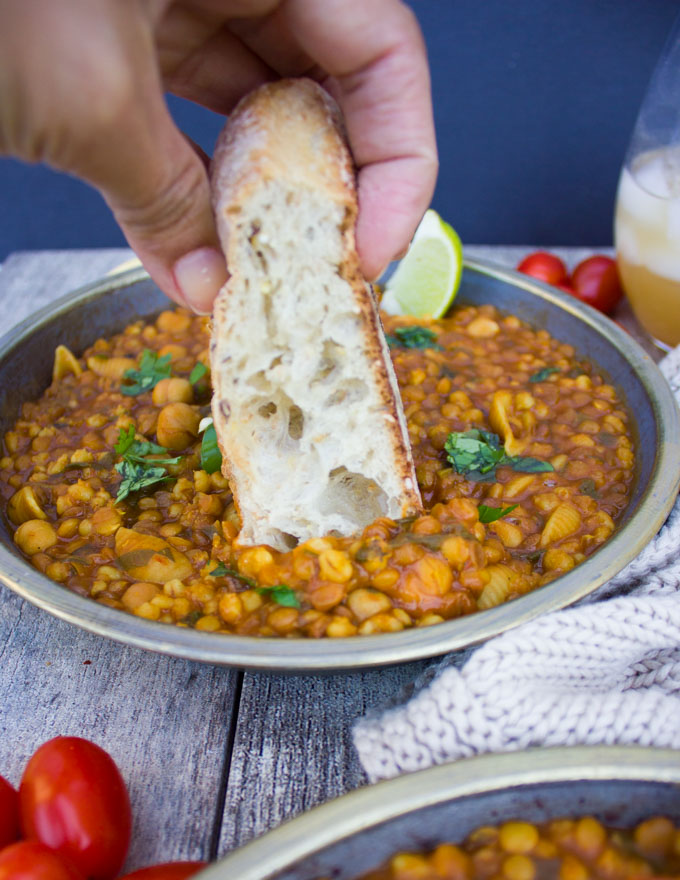 Moroccan Harira Chickpea Lentil Soup is simple international cuisine to impress dinner guests. A cheap healthy meal + vegetarian comfort food at its finest.