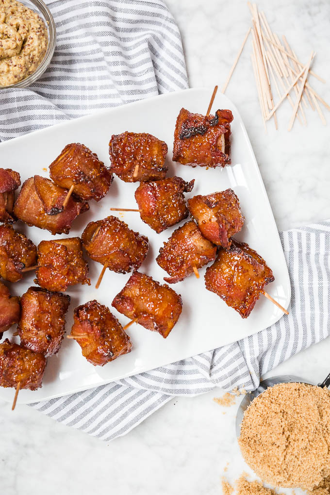 Bacon-Wrapped Chicken Sausage Bites