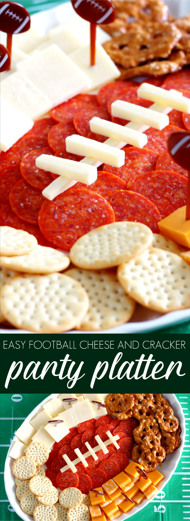 Affordable entertaining during football season isn't that hard when you bust out this Football Charcuterie Platter! This simple tailgating appetizer is sure to score a touchdown with party guests.