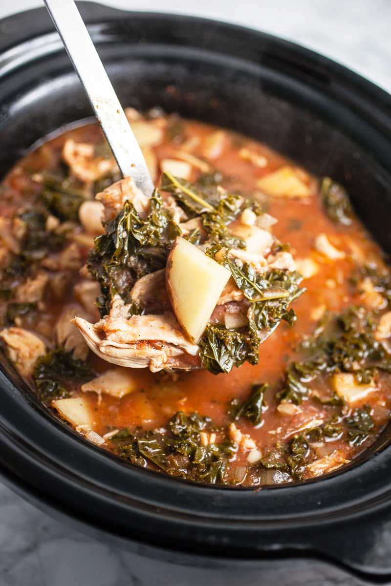 This Slow Cooker Tuscan Chicken Soup is a healthy weeknight meal that's simple to make. This budget-friendly comfort food is a cheap healthy meal the family will love. Nothing beats Crock Pot Chicken Soup on a cold evening!