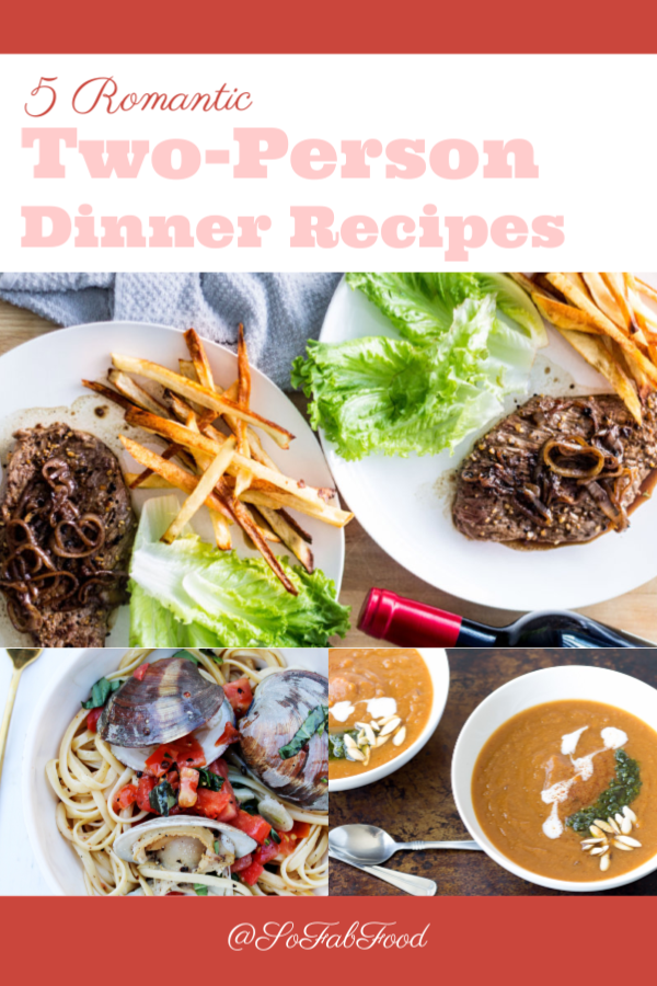 Instead of going out for date night, enjoy a romantic dinner at home! These five two-person dinner recipes are sure to impress when you're cooking for two. Seafood, steak, French, or Italian, whatever you crave, we have you covered!
