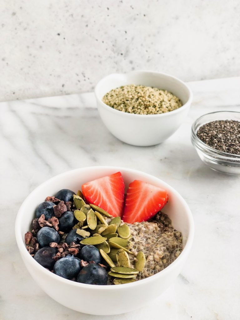 This Keto Grain-Free Hemp Seed Porridge is a hearty low carb breakfast that's gluten free, dairy free, and Keto Diet friendly. Made with just nuts and seeds, and topped with fresh fruit, this is a healthy breakfast ready in five minutes!