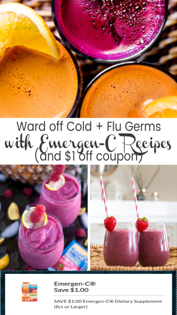 Ward off germs of cold + flu season when you enjoy these Tasty Immune-Boosting Emergen-C Recipes. Don't settle for bland soups and heavy comfort foods when you can keep your family healthy the fun and flavorful way!