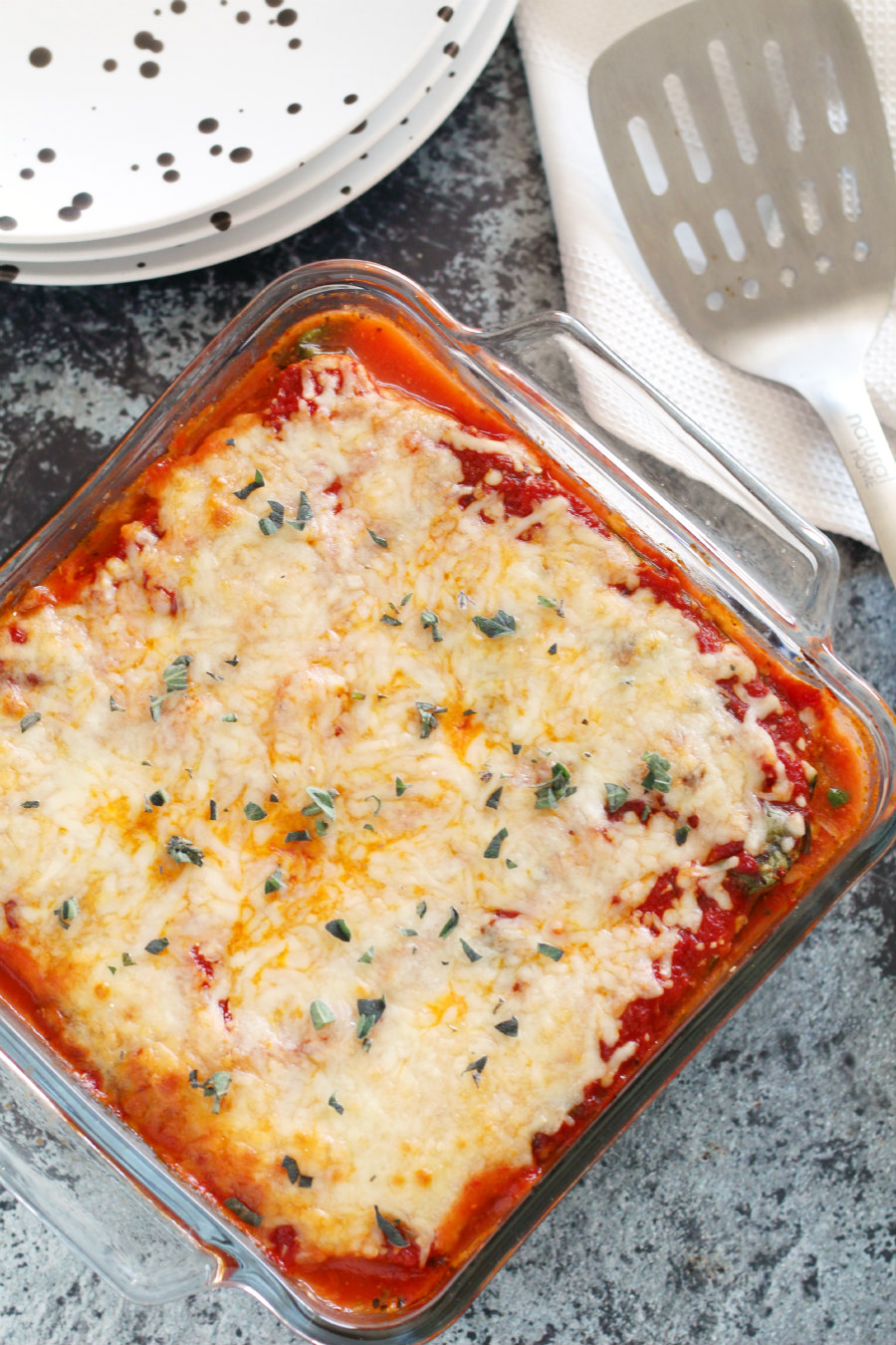 This Low-Carb Zucchini Lasagna is healthy comfort food at its finest. This Keto Diet approved dish uses zoodles to create a vegetarian lasagna that's a healthier classic to a high-carb pasta favorite.